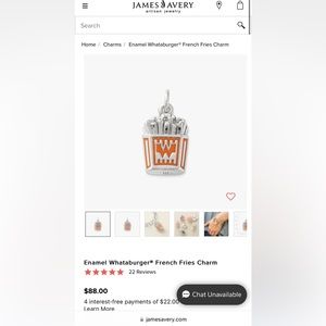 James Avery Whataburger fries charm
